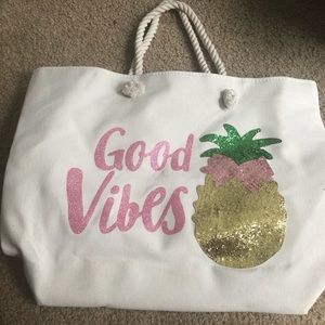 “Good vibes” pineapple tote bag